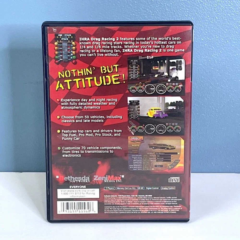Sony PlayStation 2 PS2 IHRA Motorsports Drag Racing‎ 2 Video Game w/ Manual